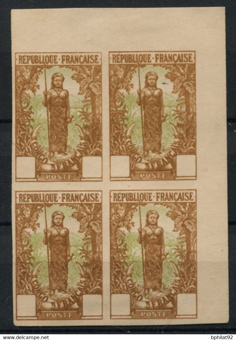 !!! CONGO, ESSAI CHASSEPOT EN BLOC DE 4 NON DENTELE, NEUF TOUJOURS SANS GOMME - Unused Stamps