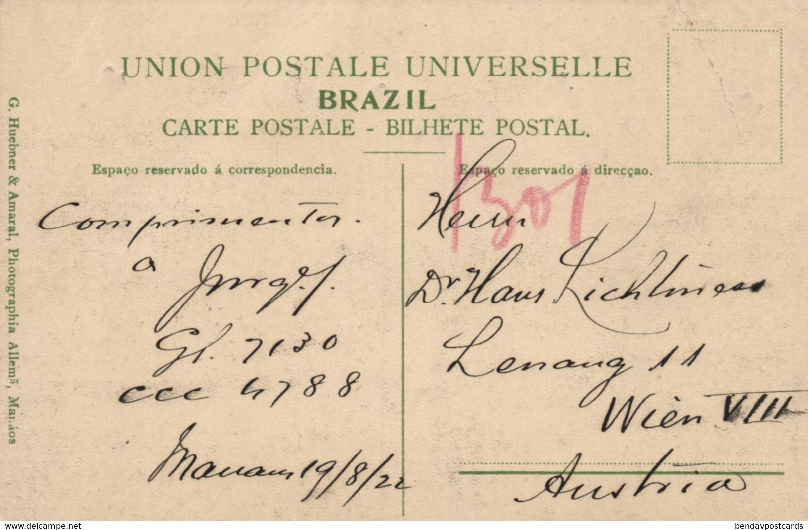 Brazil, MANAOS MANAUS, Entrada Do Roadway (1922) Postcard - Manaus