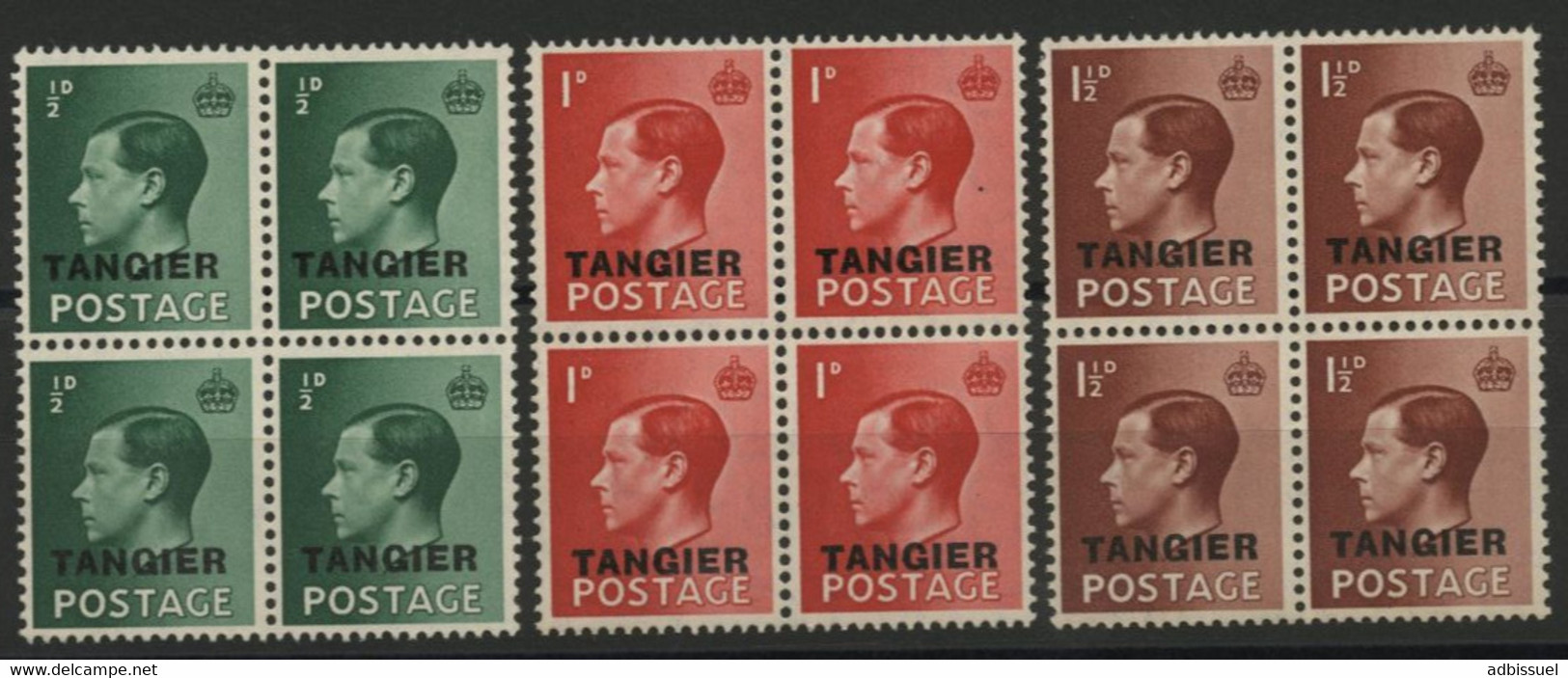 MAROC MAROCCO TANGER TANGIER Edward VIII N° 11 à 13 En Blocs De 4. Neufs ** (MNH).TB - Morocco Agencies / Tangier (...-1958)