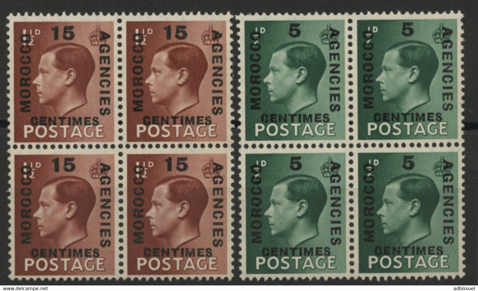 MAROC MAROCCO Zone Française Edward VIII N° 66 + 68 En Blocs De 4. Neufs ** (MNH).TB - Postämter In Marokko/Tanger (...-1958)