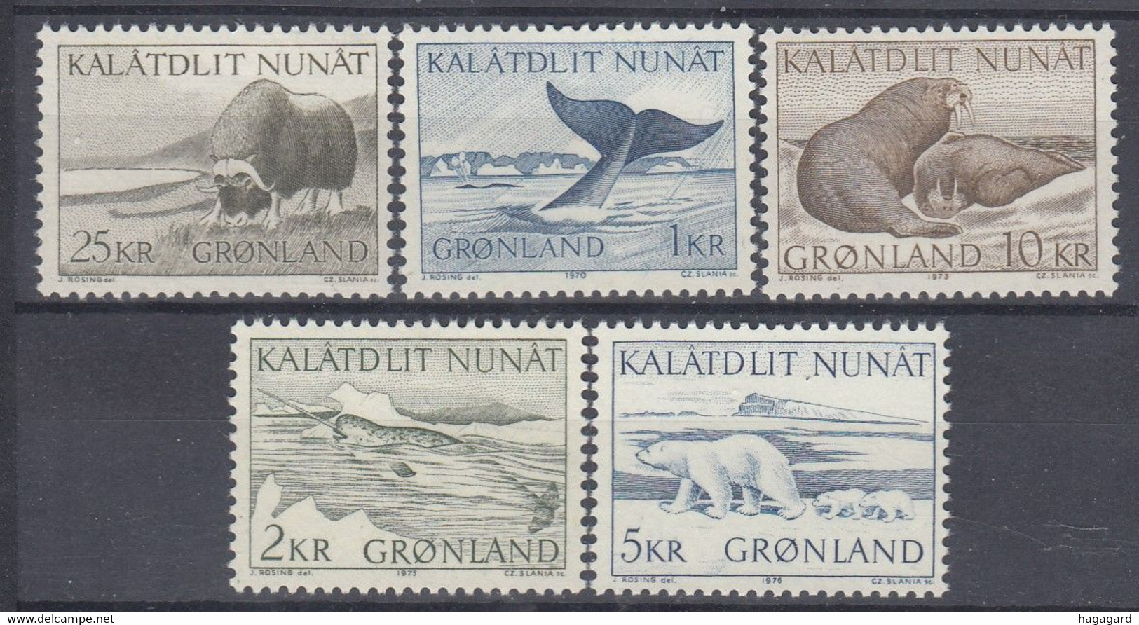 OG2689. Greenland 1969-76. Fauna Of Greenland. Michel 74-75,83,92,96. MNH(**) - Verzamelingen & Reeksen