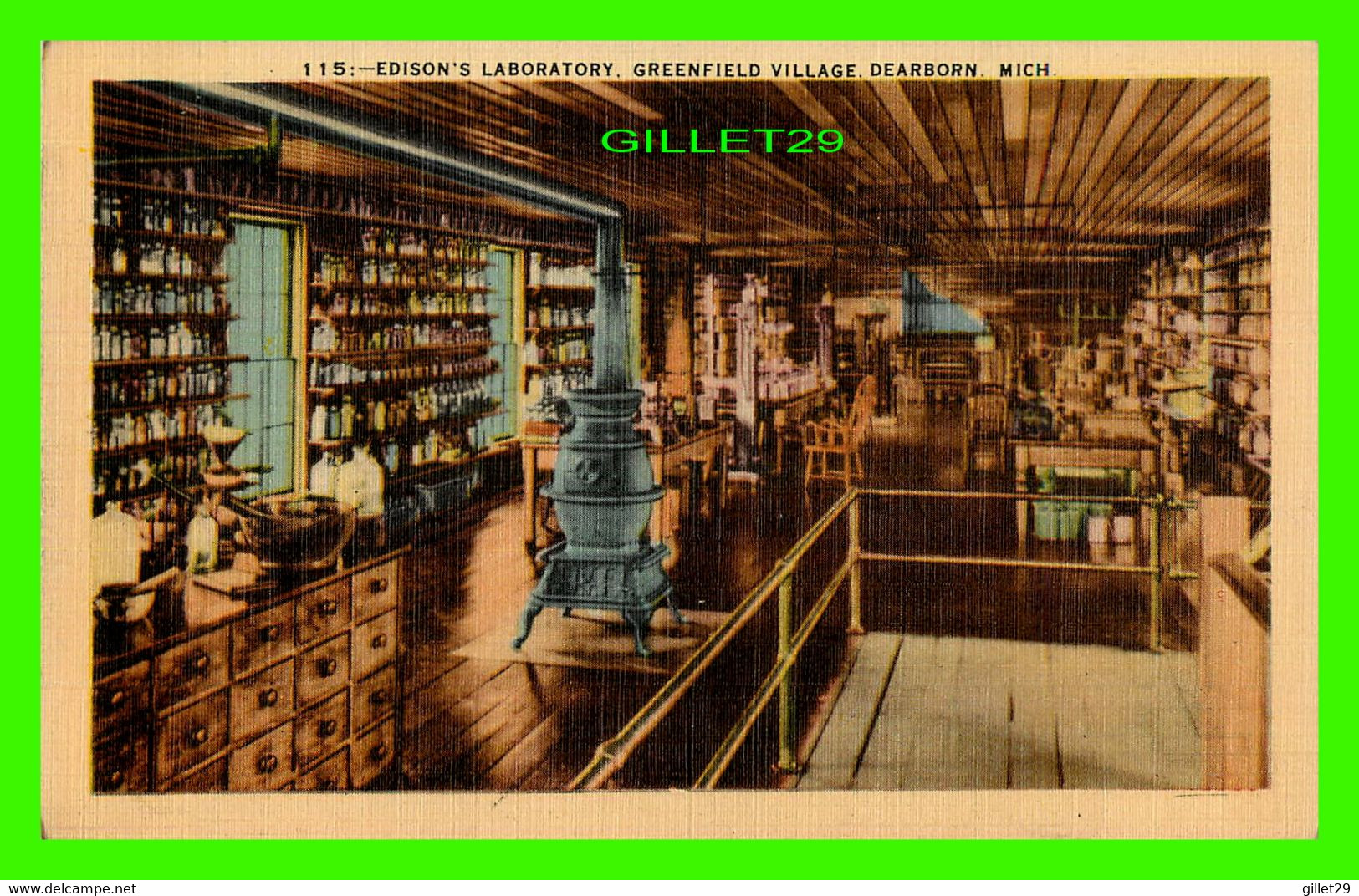 DEARBORN, MI - EDISON'S LABORATORY, GREENFIELD VILLAGE - PUB. BY UNITED NEWS CO - - Dearborn