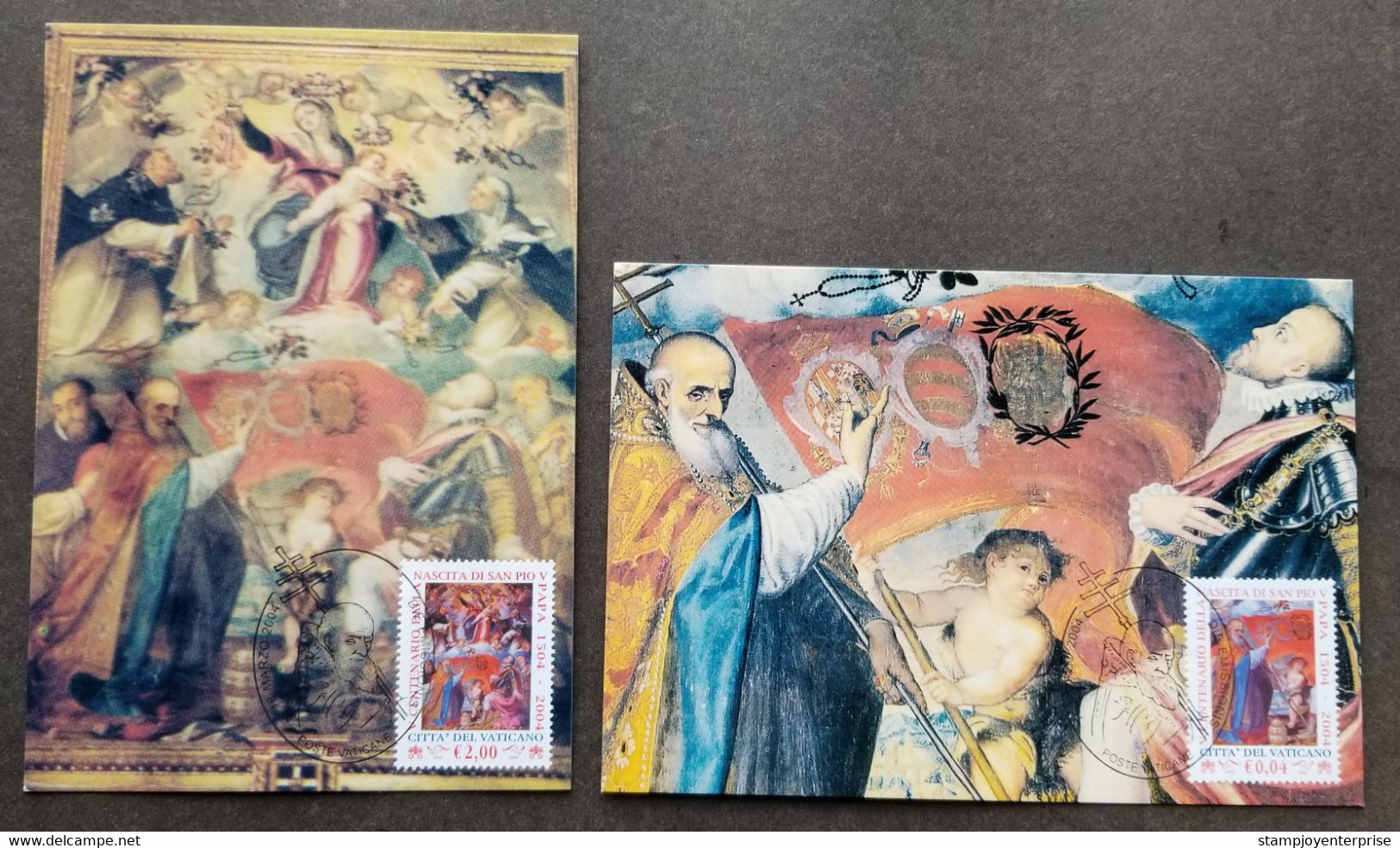 Vatican 5th Centenary Birth Of Pope Pius V 2004 Painting (maxicard) - Cartas & Documentos