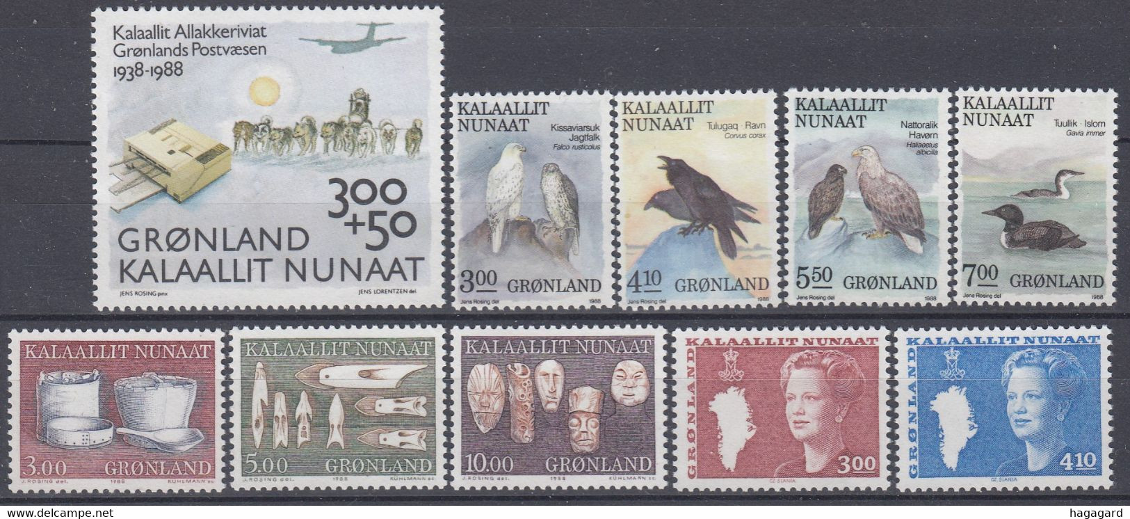 OG2680. Greenland 1988. Year Set. Michel 179-88. MNH(**) - Full Years