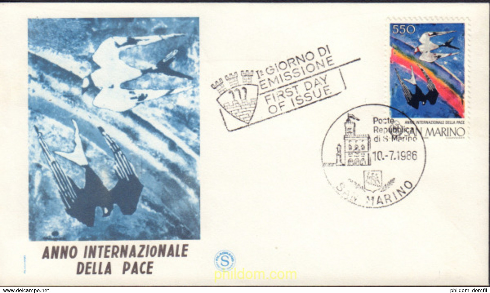 405563 MNH SAN MARINO 1986 AÑO INTERNACIONAL DE LA PAZ - Usados