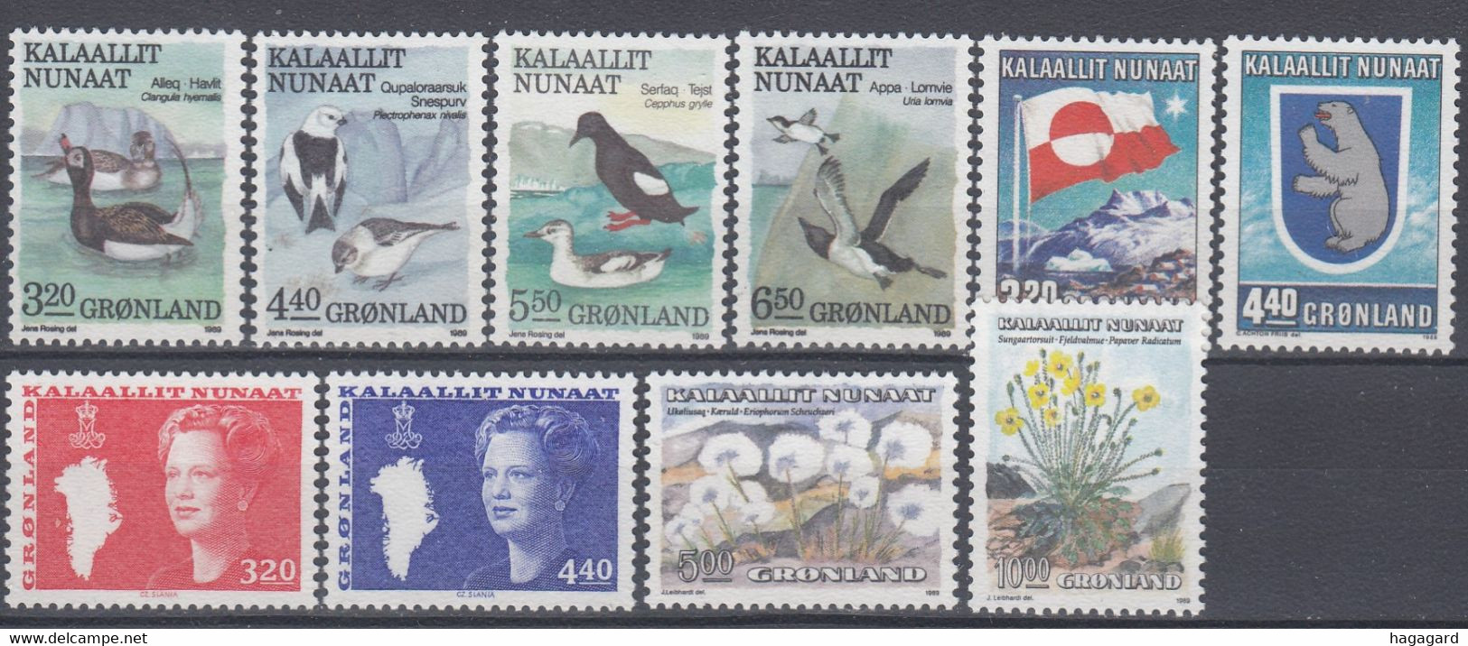 OG2681. Greenland 1989. Year Set. Michel 189-98. MNH(**) - Komplette Jahrgänge