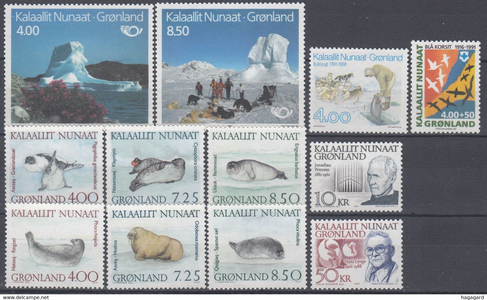 OG2682. Greenland 1991. Year Set. Michel 211-22. MNH(**) - Années Complètes