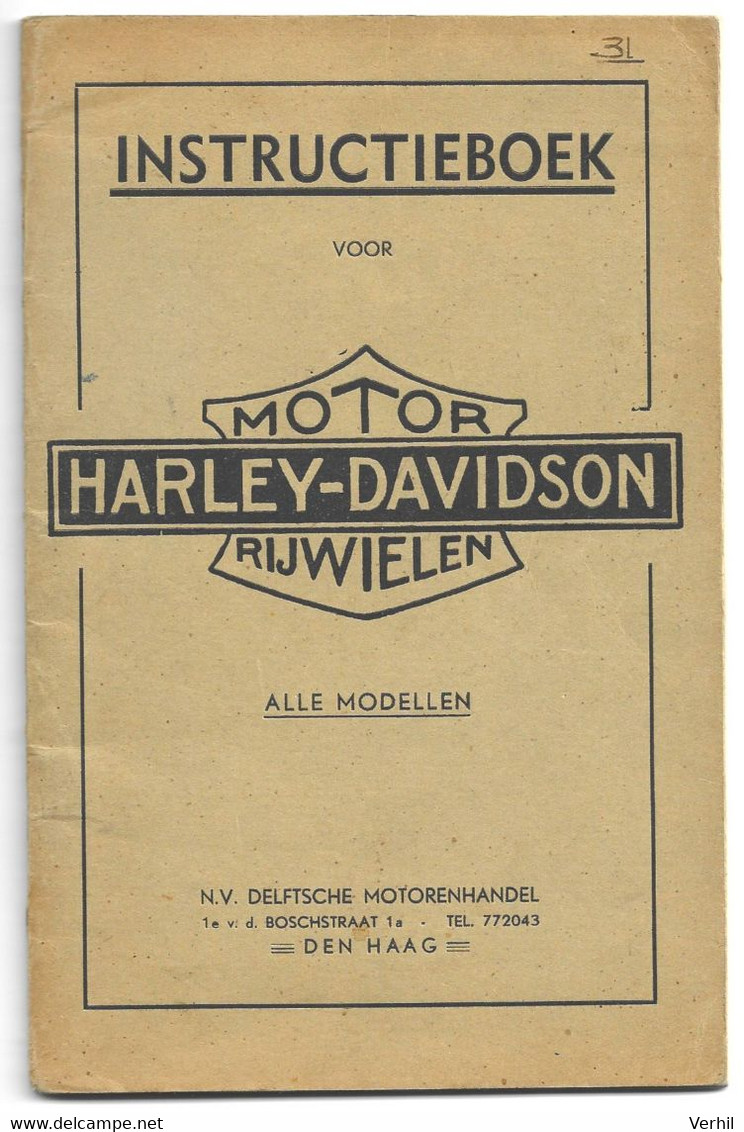 Harley Davidson 1939 Moto Motorrad Motorcycle Motor Motorbike Handleiding Handboek Notice En Hollande - Pratique