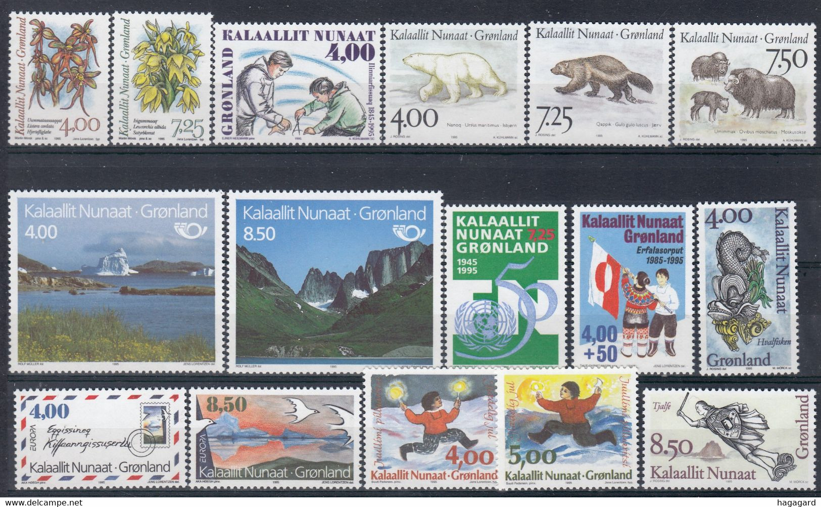 OG2685. Greenland 1995. Year Set. Michel 256-80. MNH(**) - Komplette Jahrgänge