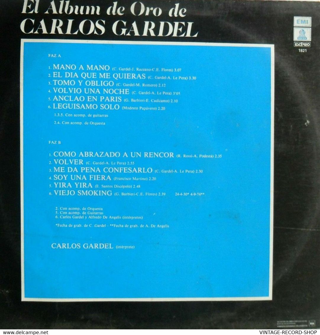 CARLOS GARDEL*EL ALBUM DE ORO* MANO A MANO-VOLVER-TOMO Y OBLIGO-YIRA,YIRA-EMI/OD - Music On DVD