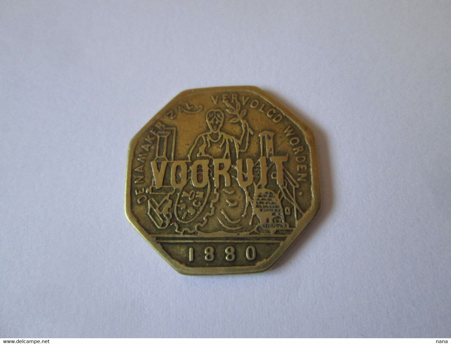 Belgique Jeton Bronze De Necessite Vooruit-1 Broodkaart 1880/ Belgium Bronze Token Of Necessity Vooruit-1Broodkaart 1880 - Noodgeld