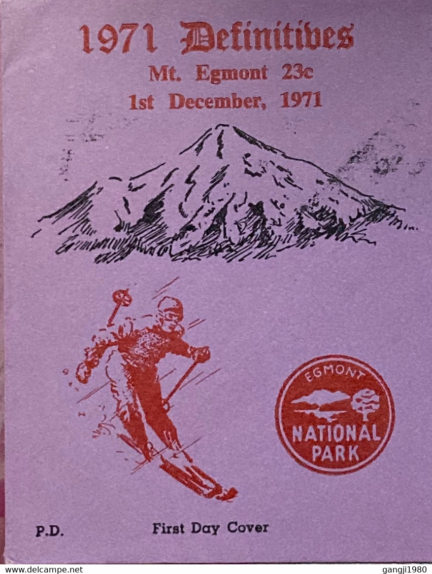 NEW ZEALAND 1971, ICE-SKI GAME,PLAY, ILLUSTRATED USED COVER, EGMONT MOUNTAIN STAMP, HAMILTON TOWN CANCEL. - Storia Postale