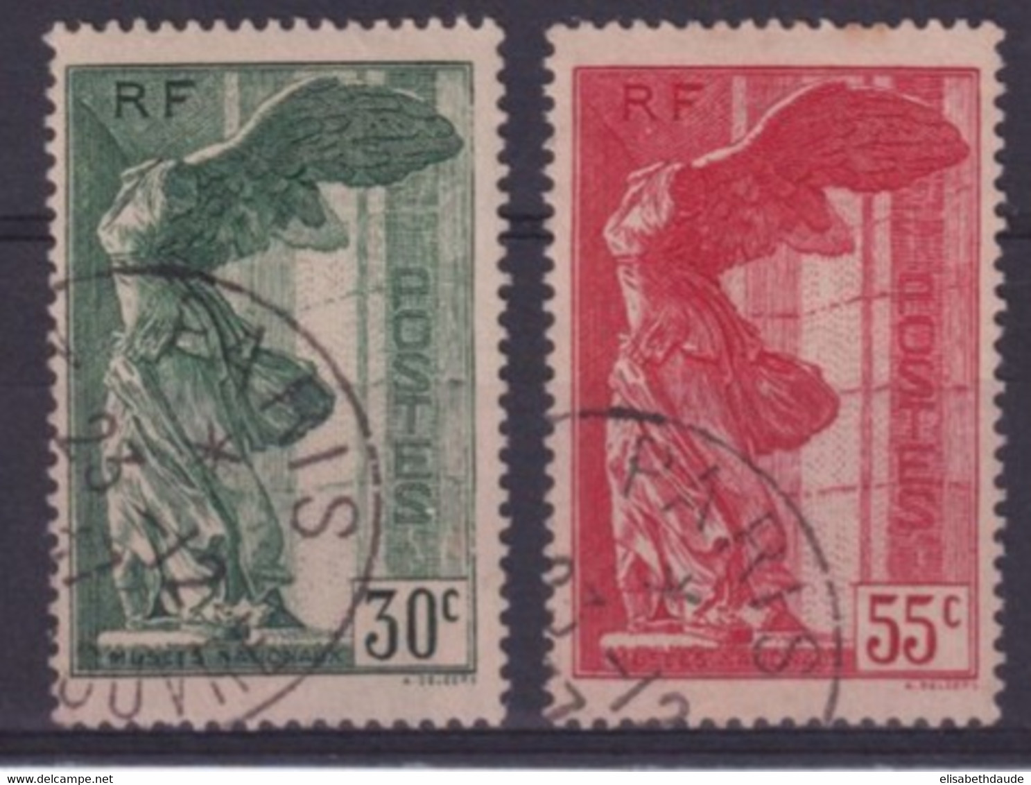 1937 - YVERT N° 355/356 PAIRE SAMOTHRACE OBLITERES - COTE = 100 EUR. - Oblitérés