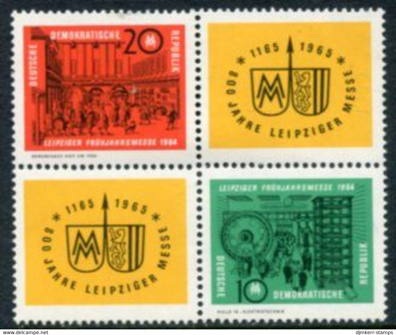 DDR / E. GERMANY 1964 Leipzig Spring Fair Block  MNH / **.  Michel  1012-13 - Nuovi