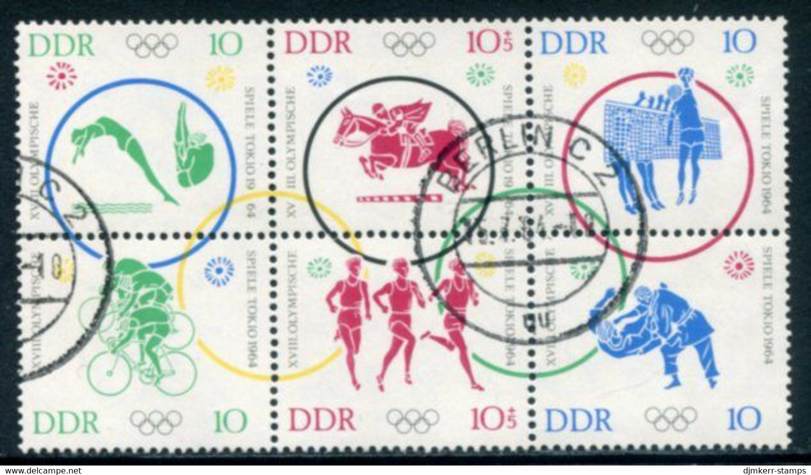 DDR / E. GERMANY 1964 Olympic Games II Block  Used.  Michel  1039-44 - Gebraucht