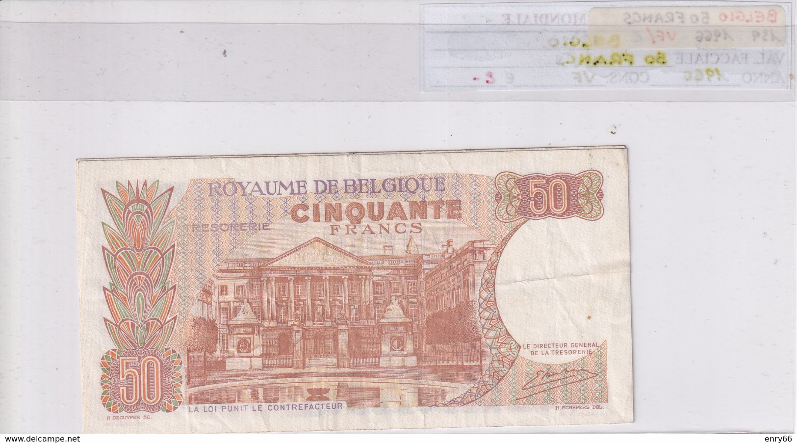 BELGIO 50 FRANCS 1966 P139 - Other & Unclassified