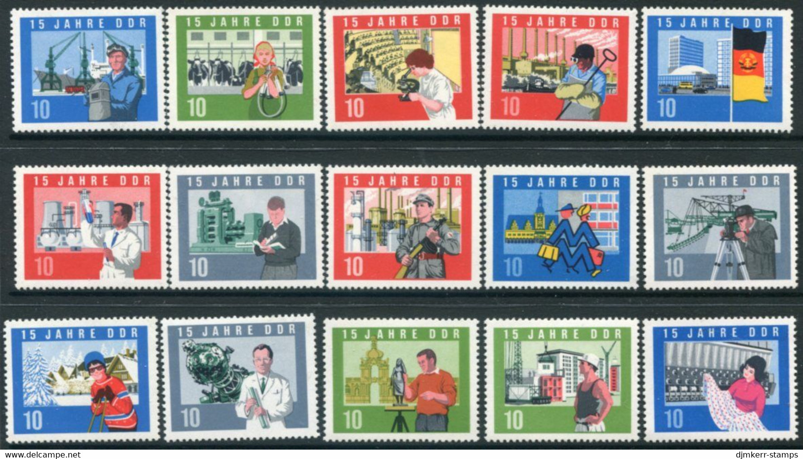 DDR / E. GERMANY 1964 15th Anniversary Of DDR  MNH / **.  Michel  1059-73 - Unused Stamps