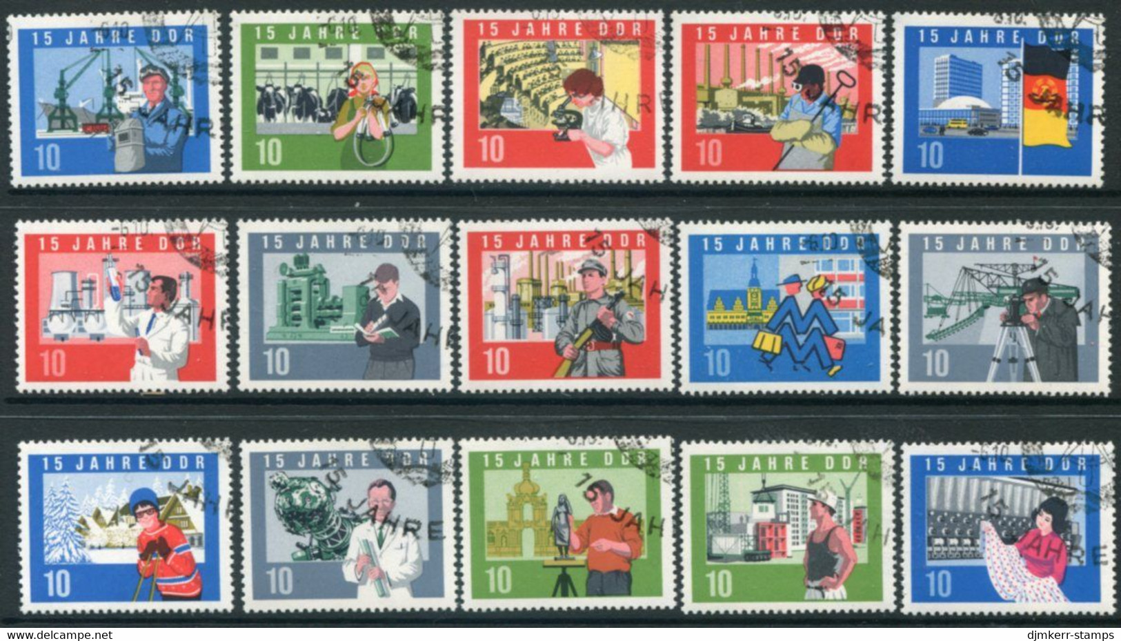 DDR / E. GERMANY 1964 15th Anniversary Of DDR  Used.  Michel  1059-73 - Used Stamps