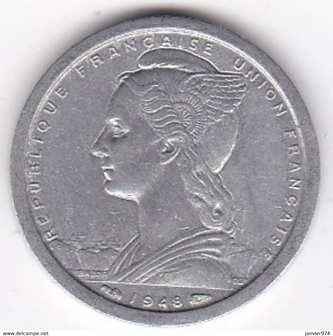 A.O.F. Union Française  1 Franc 1948 , Aluminium, LEC# 6 , KM# 3 - Französisch-Westafrika