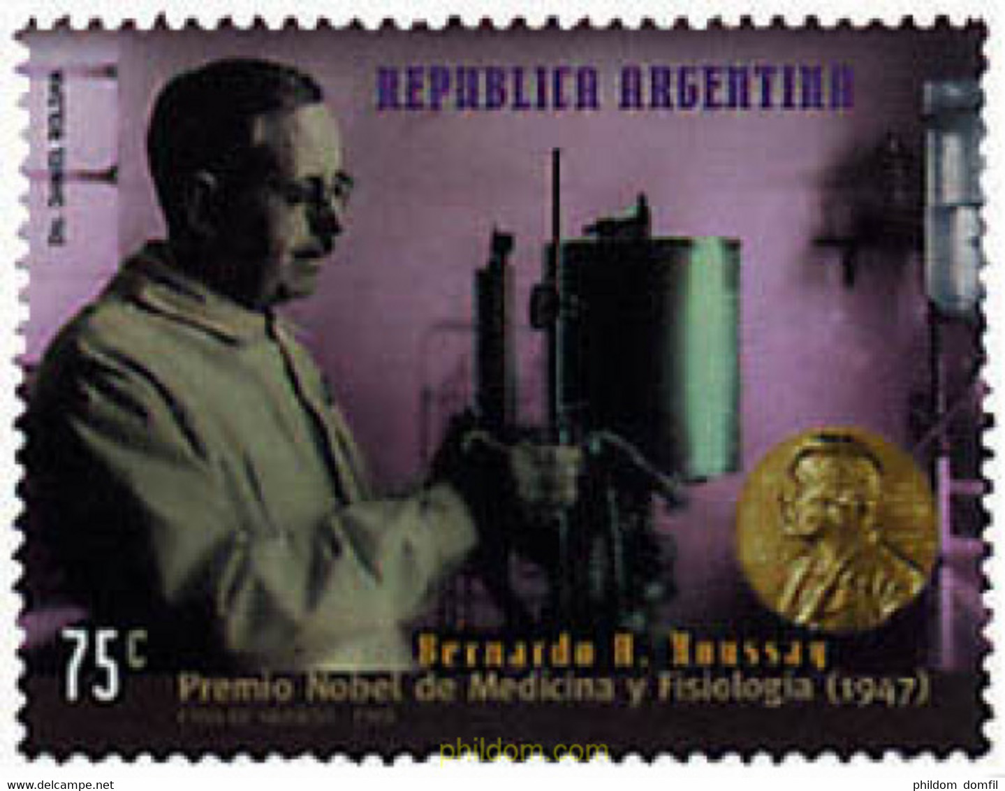34324 MNH ARGENTINA 1998 HOMENAJE AL PREMIO NOBEL DE MEDICINA BERNARDO A. HOUSSAY - Oblitérés