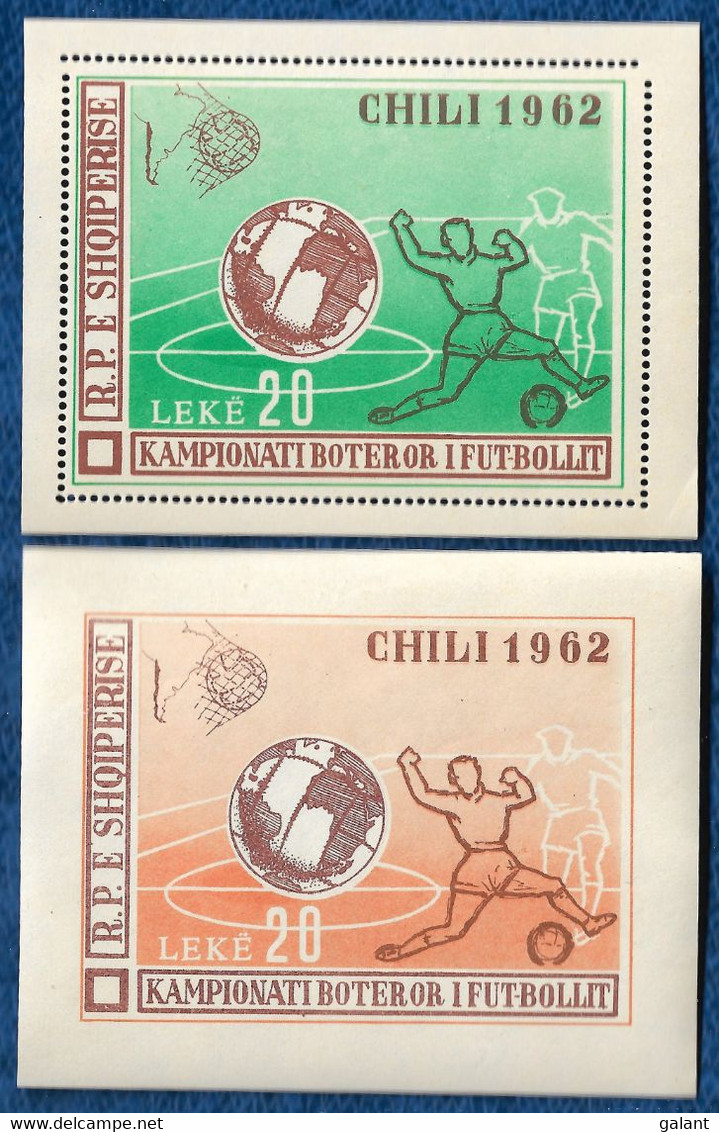 Albania 1962 Football World Cup Blocks Mi 11 - 12 IMPERF & PERF S/S MNH** - 1962 – Chile