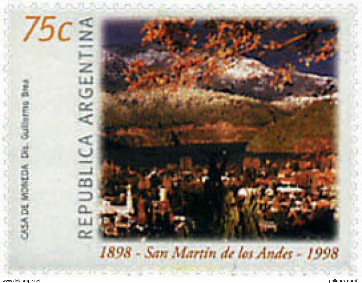 35748 MNH ARGENTINA 1998 CENTENARIO DE SAN MARTIN DE LOS ANDES - Gebraucht