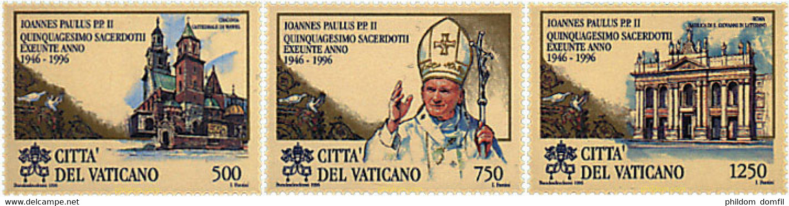 30700 MNH VATICANO 1996 50 ANIVERSARIO DE LA ORDENACION SARCEDOTAL DE JUAN PABLO II - Oblitérés