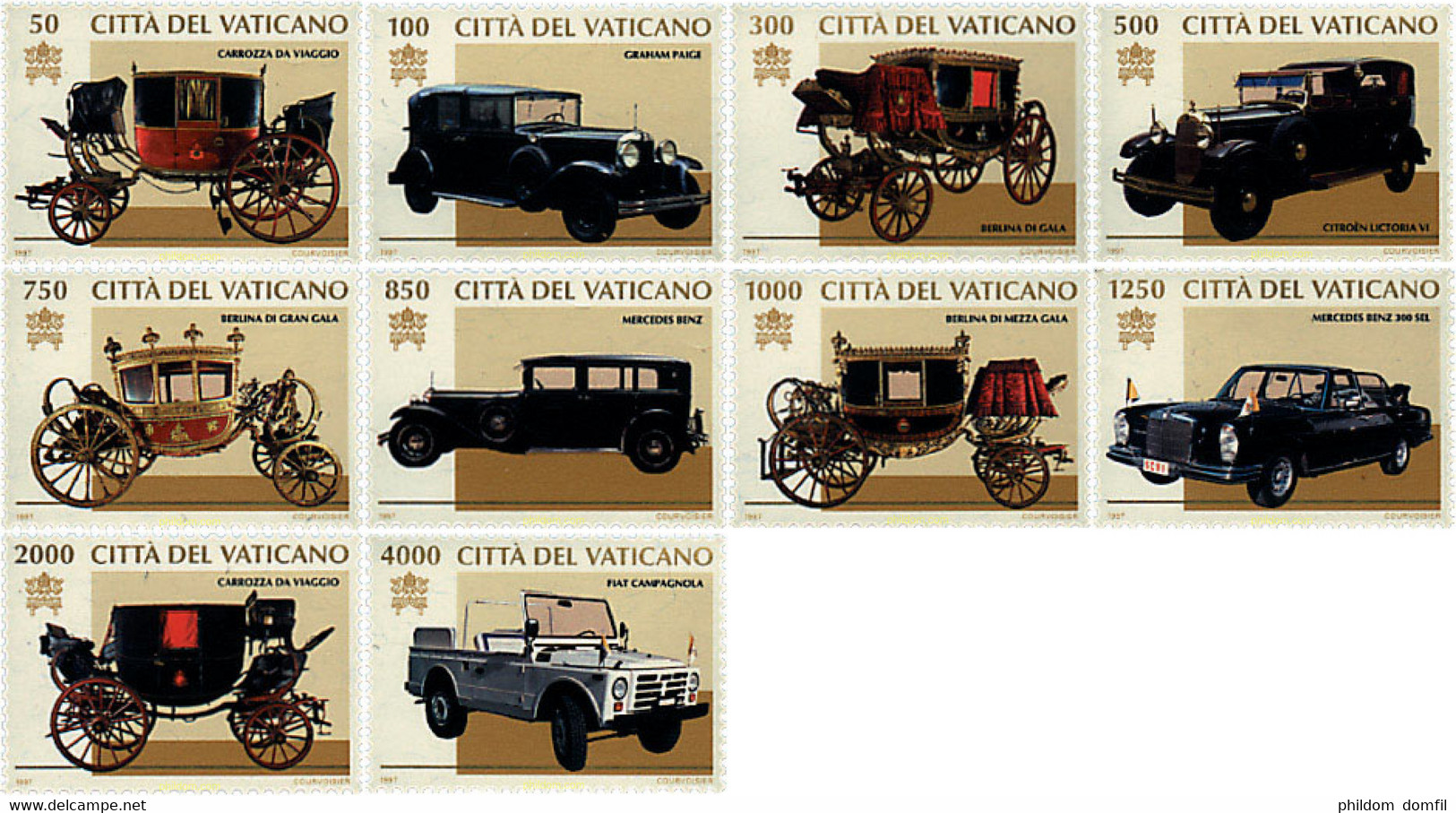 30708 MNH VATICANO 1997 CARROZAS Y AUTOMOVILES PAPALES - Used Stamps