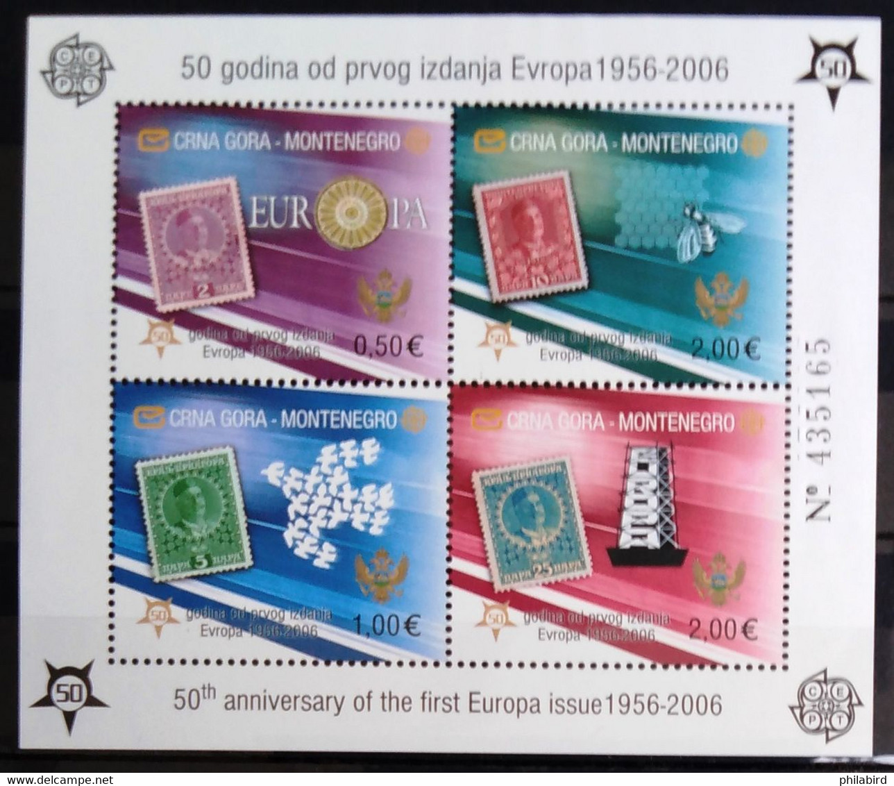 EUROPA 2006 - MONTENEGRO          Les 50 Ans Du 1° Timbre EUROPA             B.F 2                NEUF** - 2006