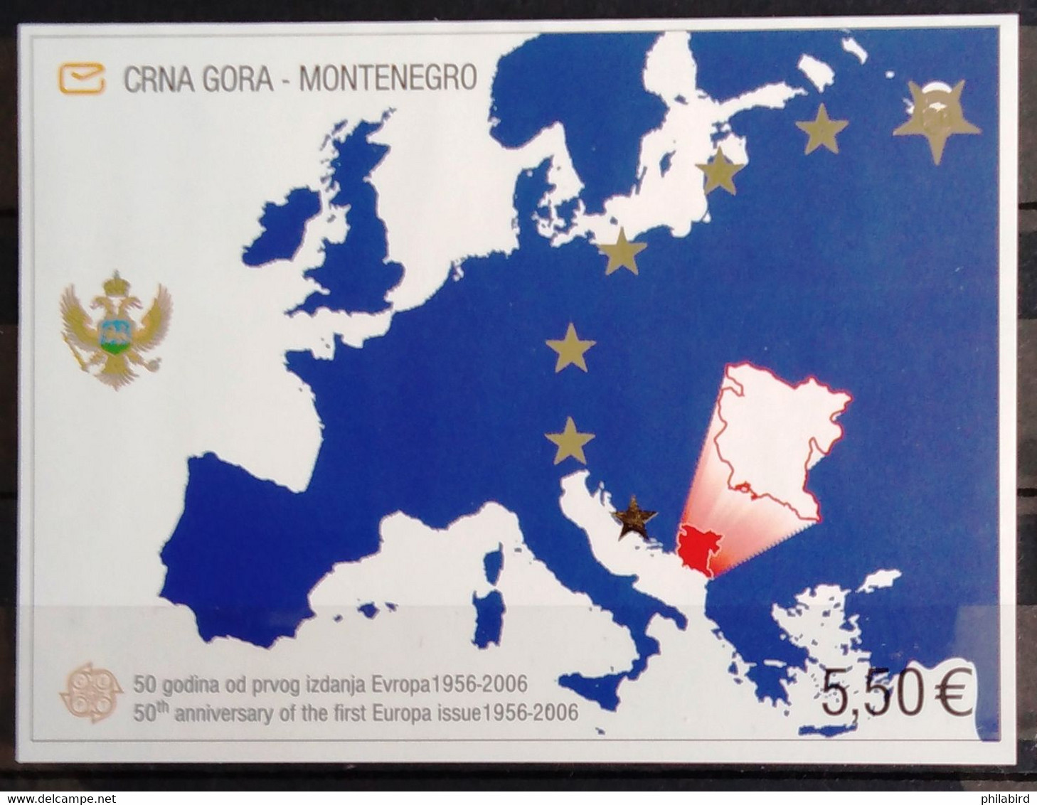 EUROPA 2006 - MONTENEGRO          Les 50 Ans Du 1° Timbre EUROPA             B.F 3              NEUF** - 2006