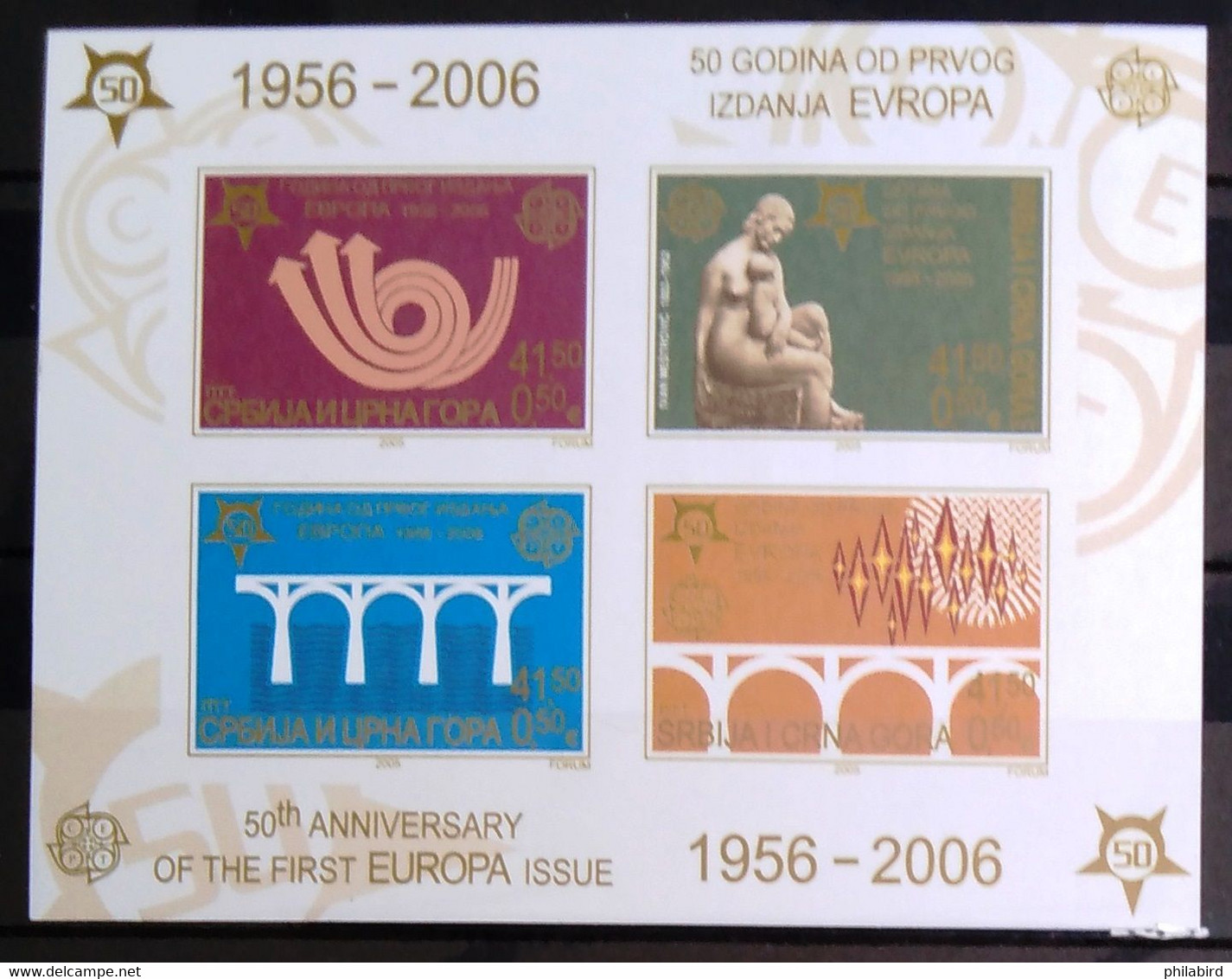 EUROPA 2006 - SERBIE Et  MONTENEGRO          Les 50 Ans Du 1° Timbre EUROPA           B.F 61  N.D            NEUF** - 2006