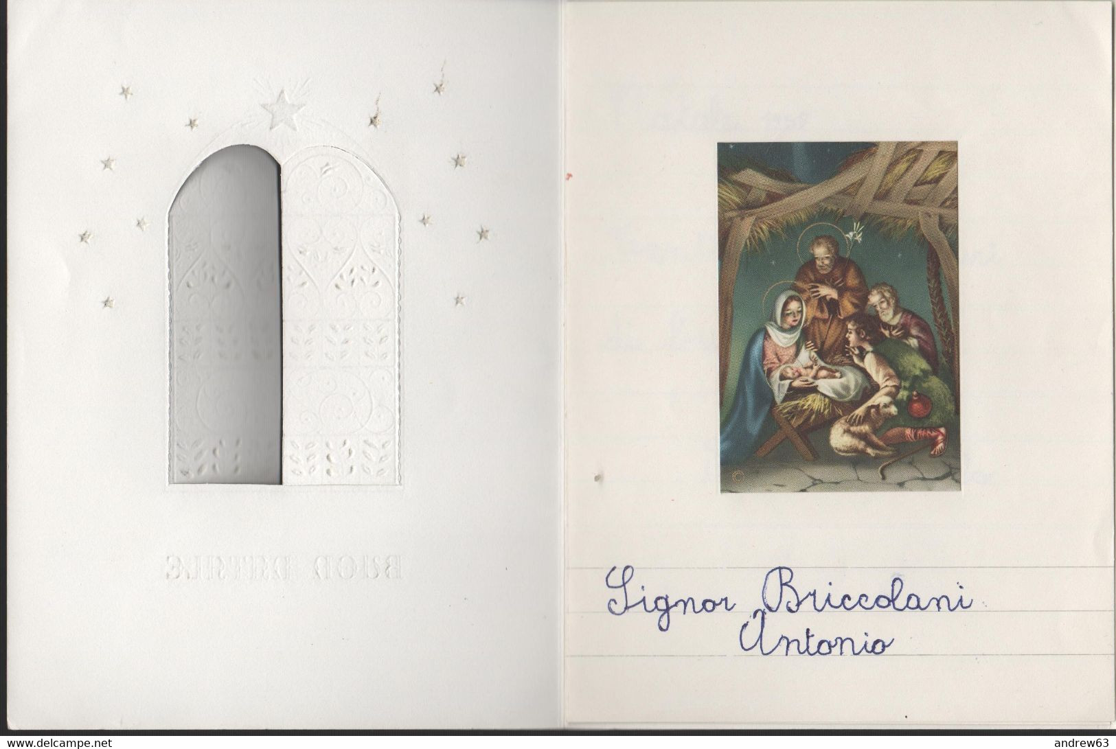 ITALIA - ITALY - ITALIE - 1957 - 25 Siracusana - Biglietto Augurale A Tema Natalizio Con Decorazioni Dorate - Viaggiata - Otros & Sin Clasificación