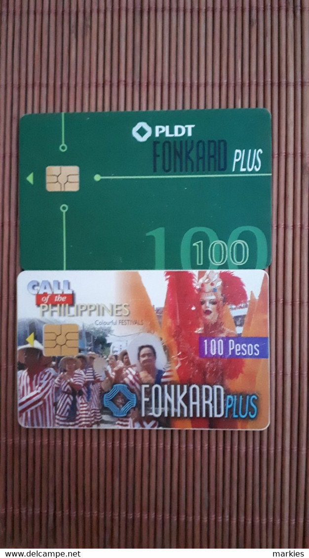 2 Phonecards Filipines 100 Units  Used Rare - Filipinas