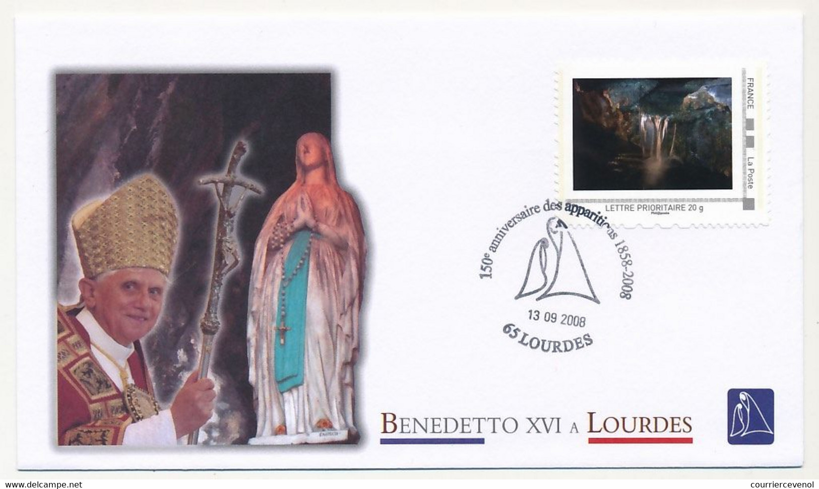 FRANCE - Enveloppe Obl Temp. 150eme Anniversaire Des Apparitions - Lourdes - 13 Sept 2008 - Briefe U. Dokumente