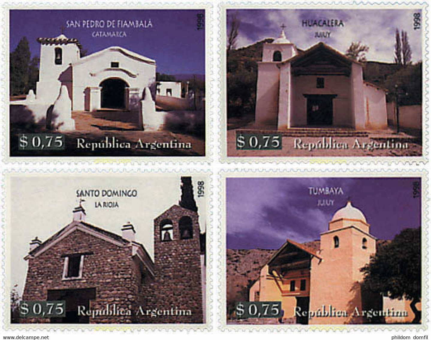 35614 MNH ARGENTINA 1998 CAPILLAS HISTORICAS - Usados