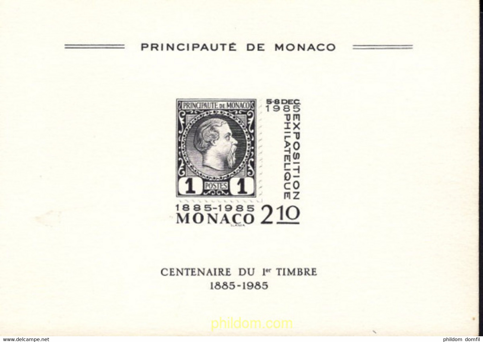 142510 MNH MONACO 1985 CENTENARIO DEL PRIMER SELLO DE MONACO - Otros & Sin Clasificación