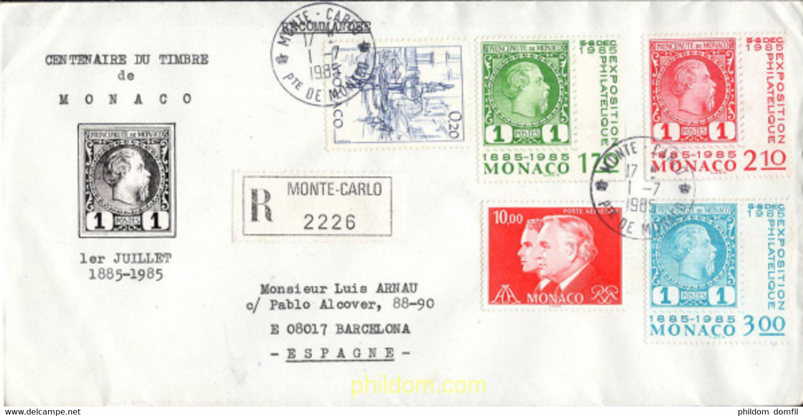 673233 MNH MONACO 1985 CENTENARIO DEL PRIMER SELLO DE MONACO - Other & Unclassified