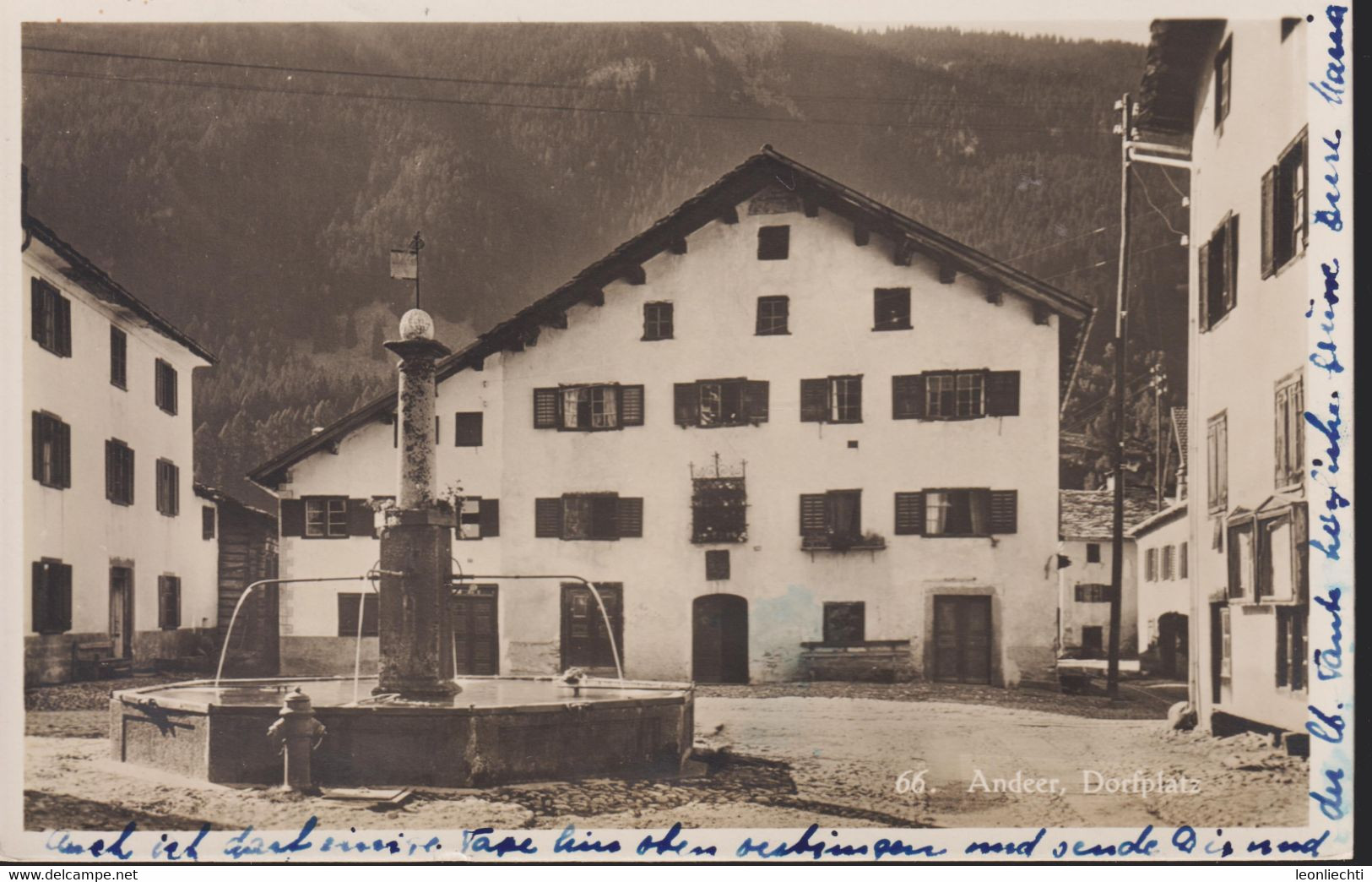 AK: 1934 Andeer, Dorfplatz. Gelaufen - Andeer