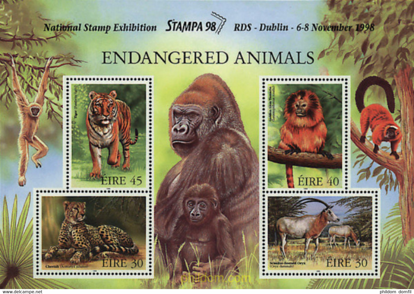 147004 MNH IRLANDA 1998 FAUNA EN PELIGRO DE EXTINCION - Chimpancés