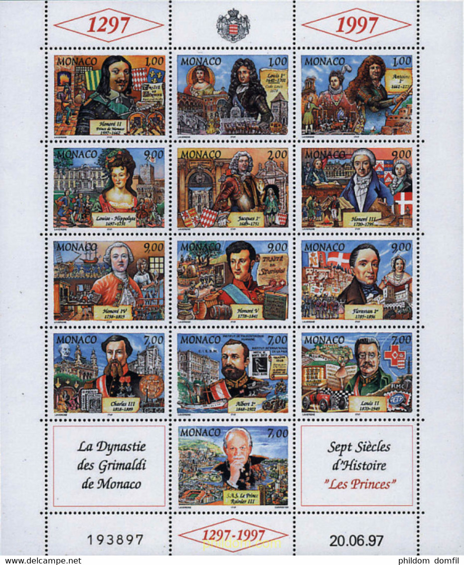 277387 MNH MONACO 1997 700 ANIVERSARIO DE LA DINASTIA GRIMALDI - Altri & Non Classificati