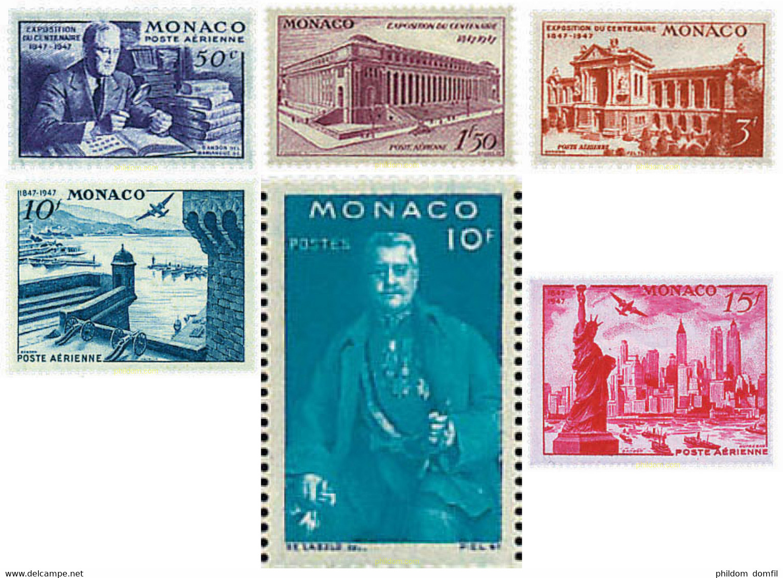 77497 MNH MONACO 1947 EXPOSICION DEL CENTENARIO DEL SELLO AMERICANO EN NUEVA YORK - Sonstige & Ohne Zuordnung