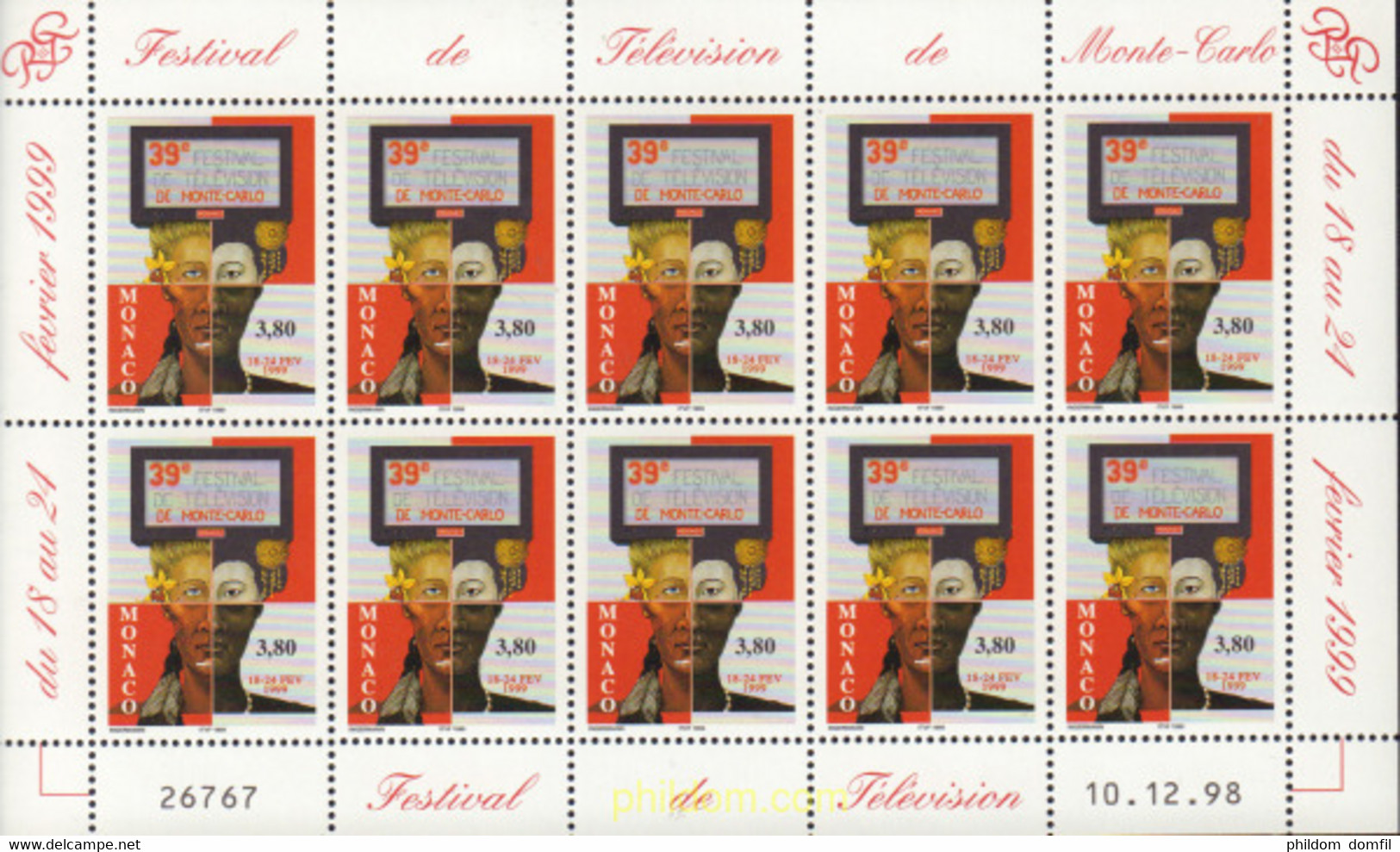 11881 MNH MONACO 1999 39 FESTIVAL DE TELEVISION DE MONTECARLO - Autres & Non Classés