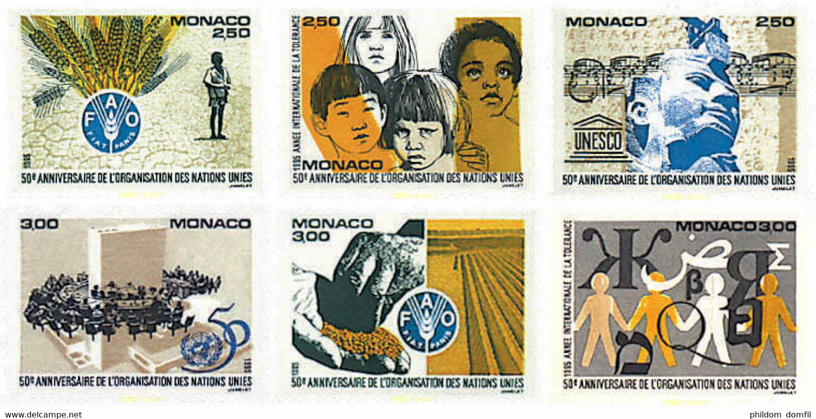 642187 MNH MONACO 1995 50 ANIVERSARIO DE LA ONU, DE LA FAO Y DE LA UNESCO - Sonstige & Ohne Zuordnung