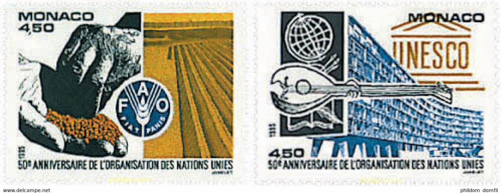 657083 MNH MONACO 1995 50 ANIVERSARIO DE LA ONU, DE LA FAO Y DE LA UNESCO - Otros & Sin Clasificación