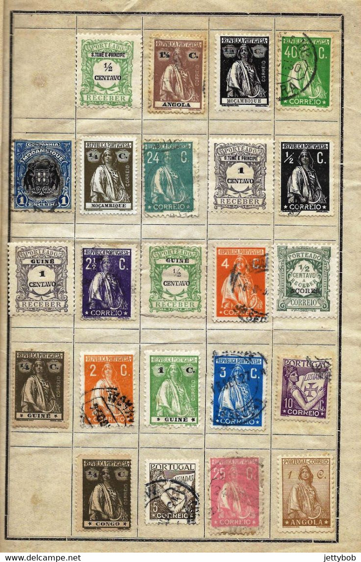 PORTUGAL & COLONIES Small Collection Of 90 Stamps Mint & Used (all Hinged) In Home-made Booklet - Collections