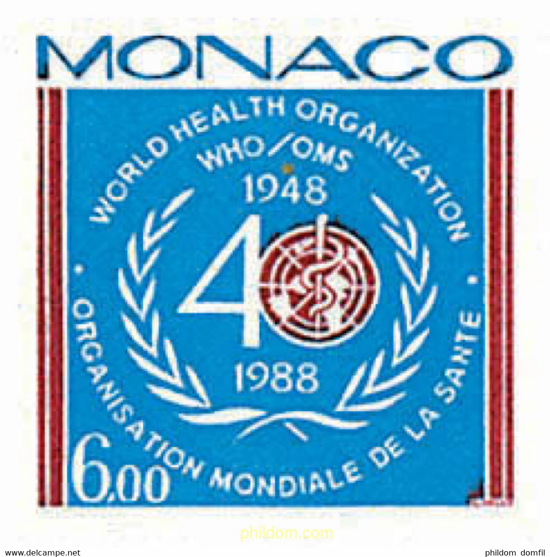 32473 MNH MONACO 1988 40 ANIVERSARIO DE LA ORGANIZACION MUNDIAL DE LA SALUD - Andere & Zonder Classificatie