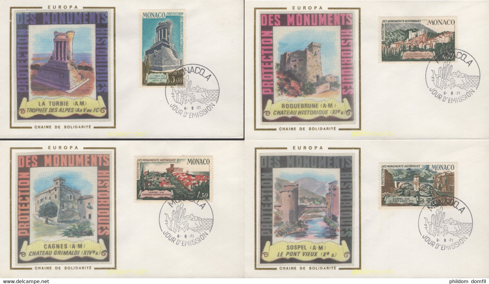 409183 MNH MONACO 1971 PROTECCION DE LOS MONUMENTOS HISTORICOS - Otros & Sin Clasificación