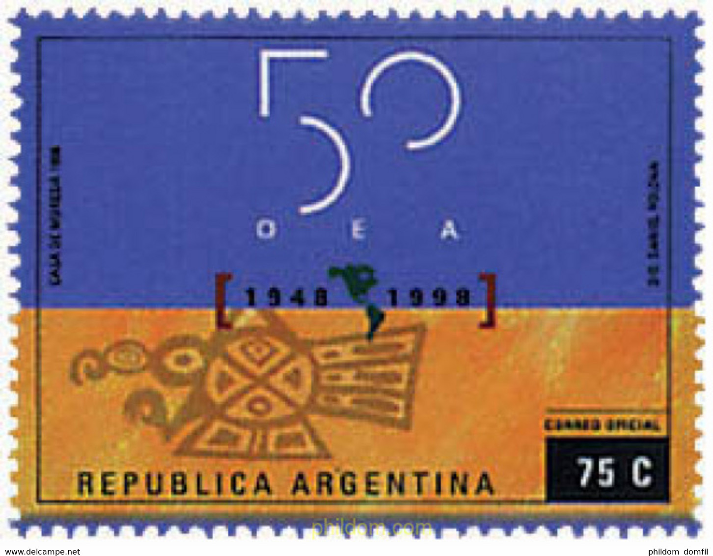 159392 MNH ARGENTINA 1998 50 ANIVERSARIO DE LA OEA (ORGANIZACION DE ESTADOS AMERICANOS) - Usados