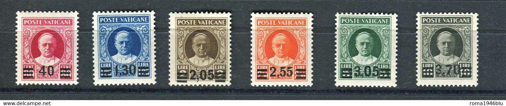 VATICANO 1934 PROVVISORIA SERIE CPL. * CENTRATISSIMA IMPERCETTIBILE TRACCIA DI LINGUELLA  C. ENZO DIENA - Neufs