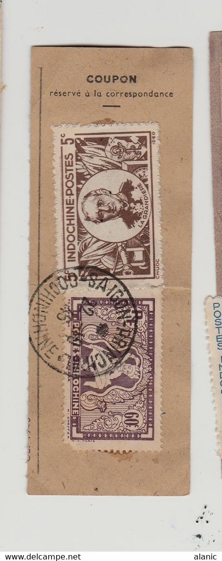 FRANCE - INDOCHINE - Coupon De Mandats Du 22/10/1946 - SAIGON PRINCIPAL N°168+ N°264 - Altri & Non Classificati